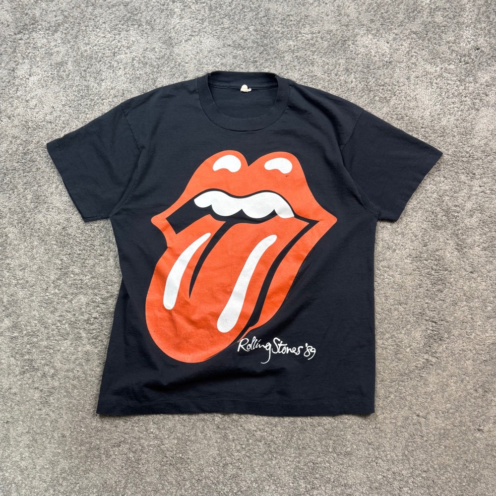 Vintage 1989 Rolling Stones Canadian Tour T-Shirt Black Large Rock Tee